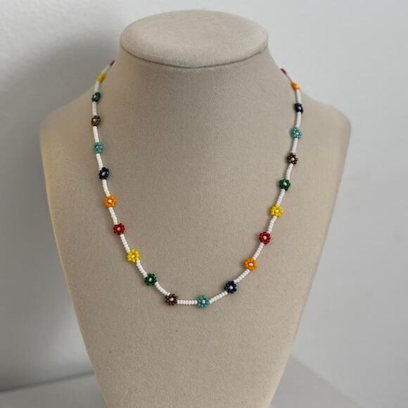 Other Jewelry - Handmade Beaded Necklace Colorful Flower Beads Floral Jewelry Unique Gift